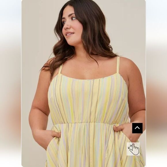 Torrid Yellow Striped Chiffon Midi Dress Size 6X - Picture 4 of 15